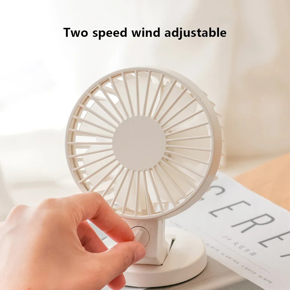 WT8019 USB Mini Desktop Fan Summer Double Blade Angle Adjustable Cooling Fan - Beige - 2