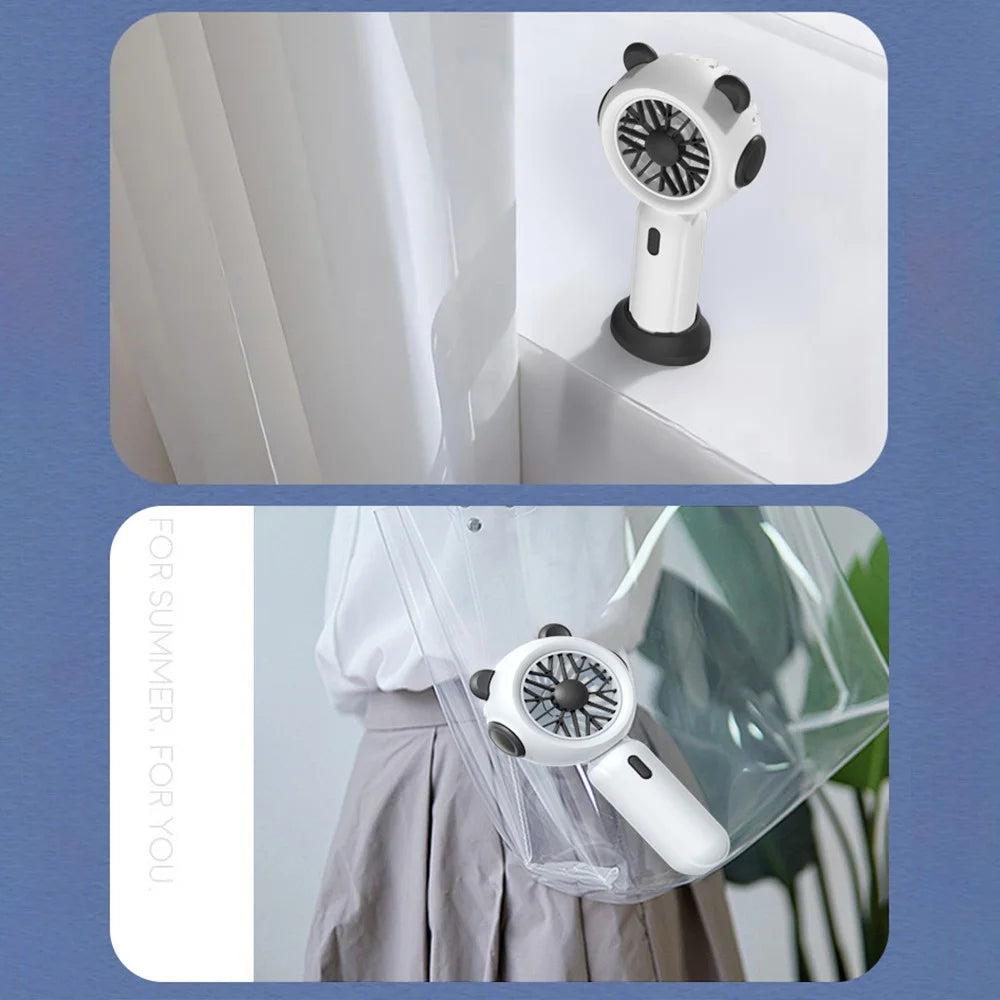 1117A Mini Handheld Fan 3 Speeds Adjustable Summer Cooling Fan with Base - Purple - 5