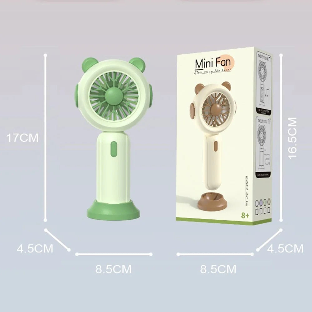 1117A Mini Handheld Fan 3 Speeds Adjustable Summer Cooling Fan with Base - Purple - 6