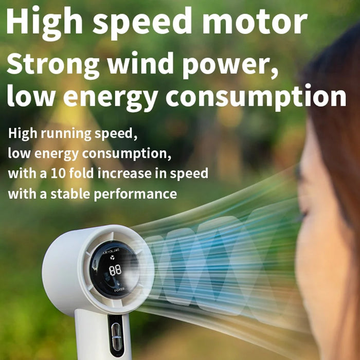 WX638 Rechargeable Cooling Fan 100 Wind Speeds High Speed Turbine Handheld Fan - Black - 3