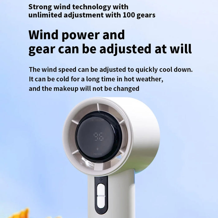 WX638 Rechargeable Cooling Fan 100 Wind Speeds High Speed Turbine Handheld Fan - Black - 4