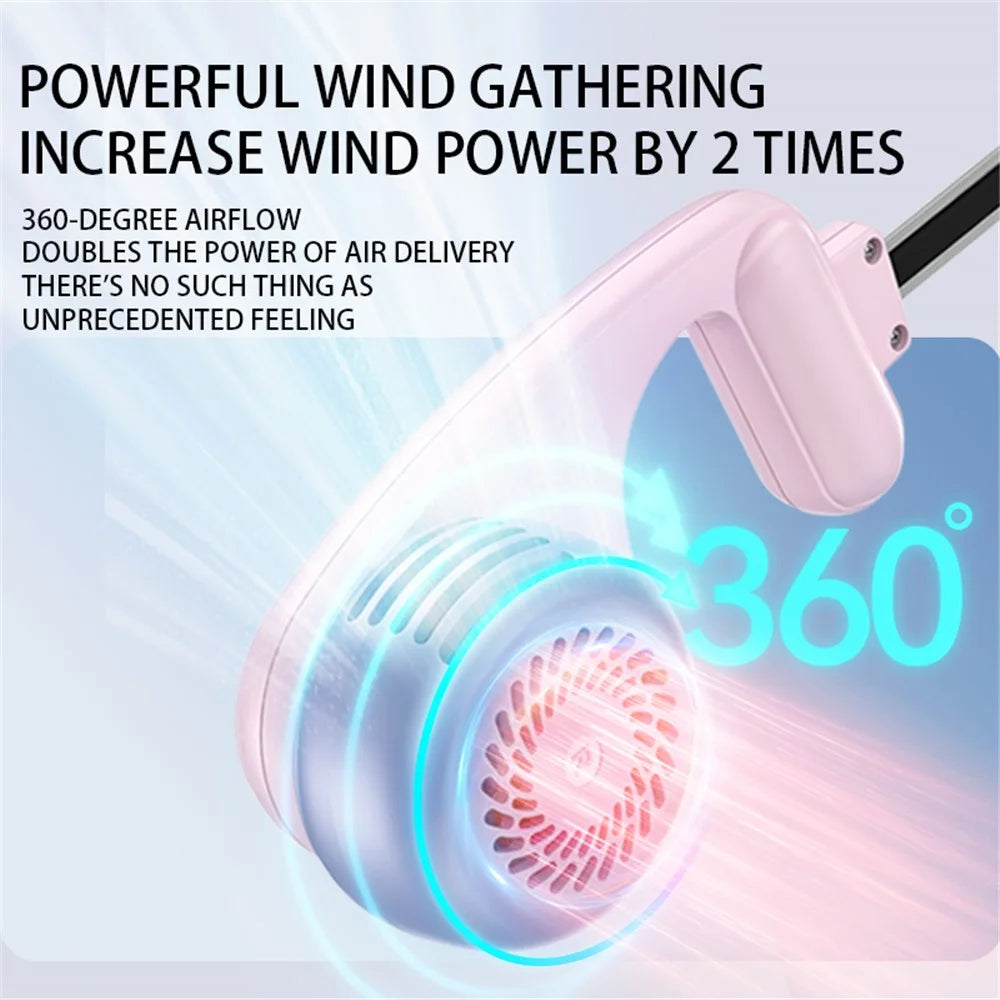 MF086 5 Speeds Adjustable Silent Summer Cooling Metal Neckband Hanging Fan - Pink+Purple - 5