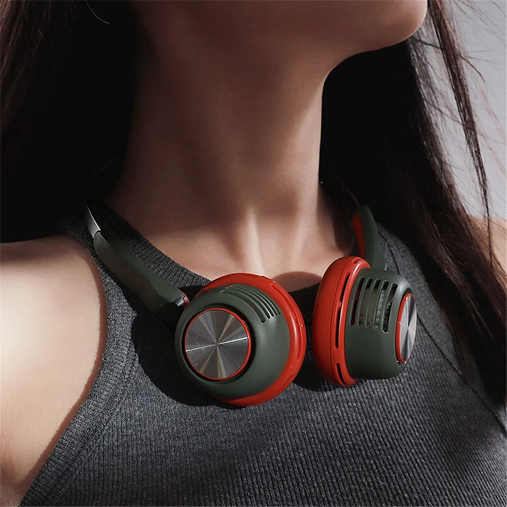MF088 Rechargeable Hanging Neck Cooling Fan Portable 5 Wind Speeds Summer Fan - Green - 5