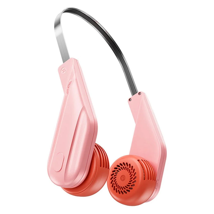 MF089 Summer Neck Hanging Fan 5 Speeds Brushless Motor Neckband Cooling Fan - Pink - 1