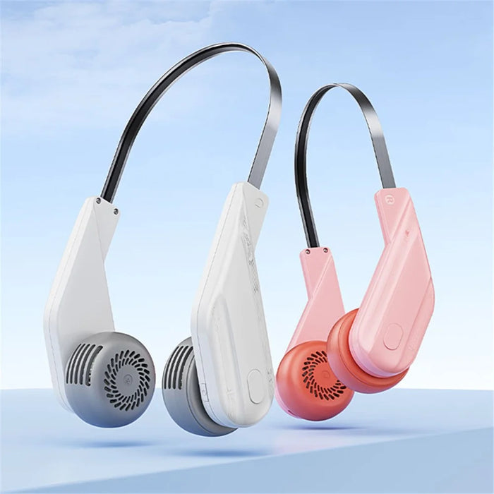 MF089 Summer Neck Hanging Fan 5 Speeds Brushless Motor Neckband Cooling Fan - Pink - 5