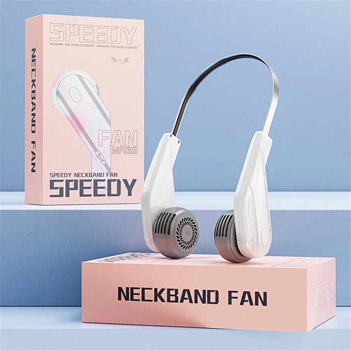 MF089 Summer Neck Hanging Fan 5 Speeds Brushless Motor Neckband Cooling Fan - Pink - 6