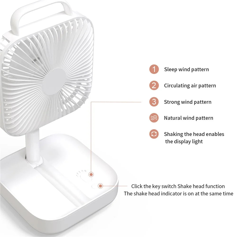 BENWIS HA-FDF Mini Desktop Fan Foldable Retractable Summer Cooling Fan - White - 3