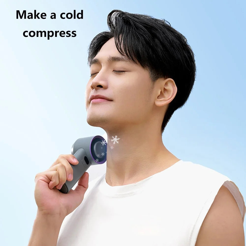 M57 100 Gears Stepless Adjustable Cold Compress Digital Display Handheld Fan - Grey+Purple - 5
