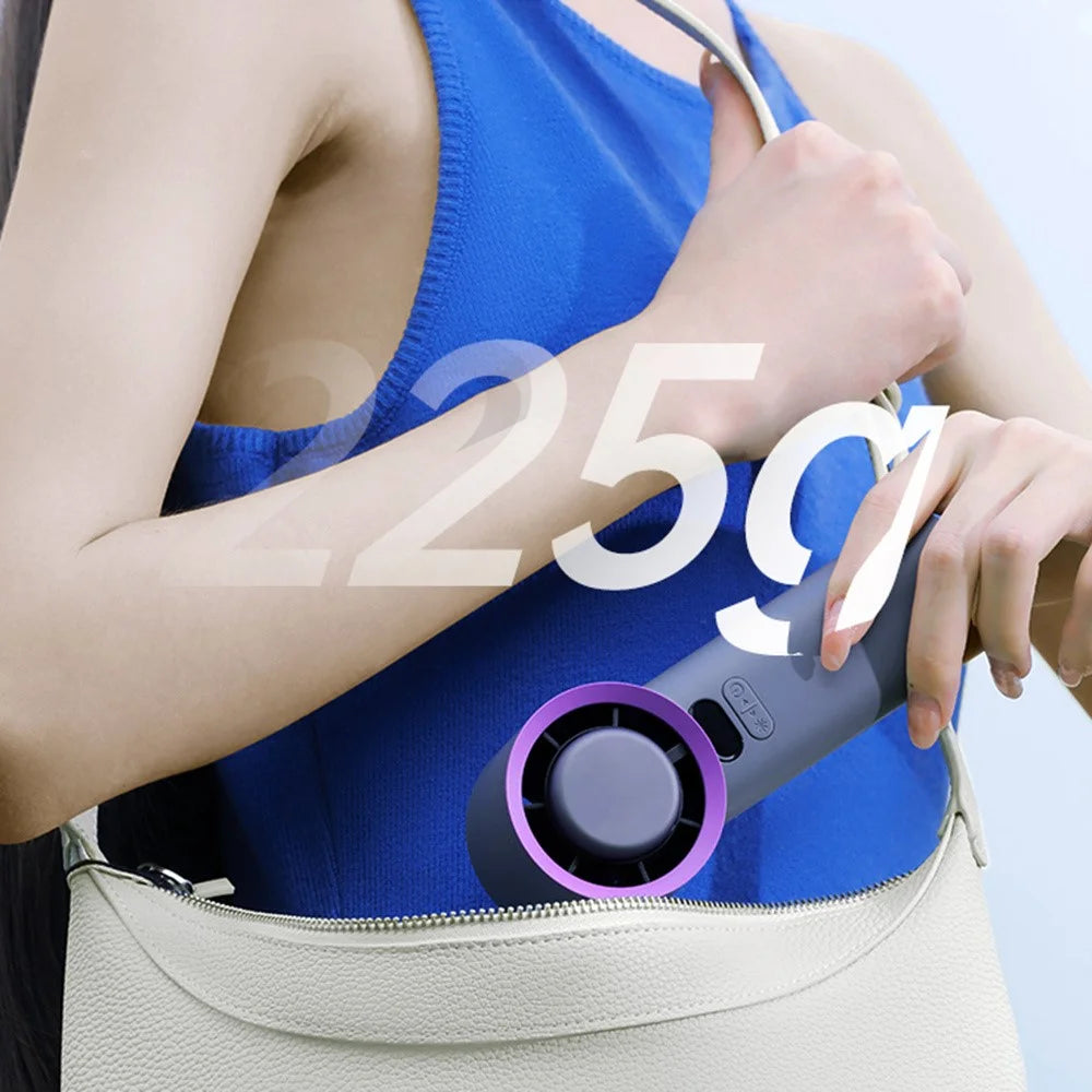 M57 100 Gears Stepless Adjustable Cold Compress Digital Display Handheld Fan - Grey+Purple - 6