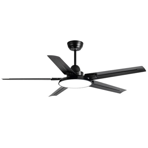 56-inch Integrated Chandelier Iron Blade Ceiling Fan with Remote Control and Wall Control - Black - 1