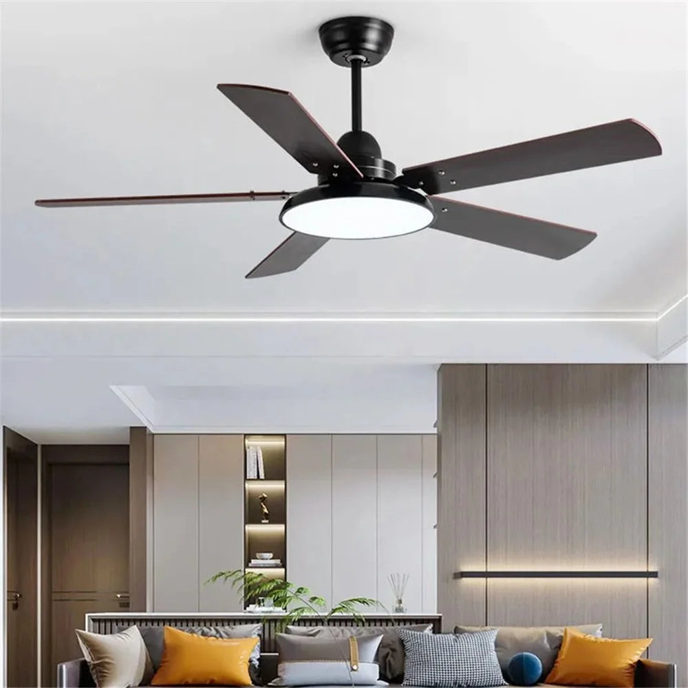 56-inch Integrated Chandelier Iron Blade Ceiling Fan with Remote Control and Wall Control - Black - 2