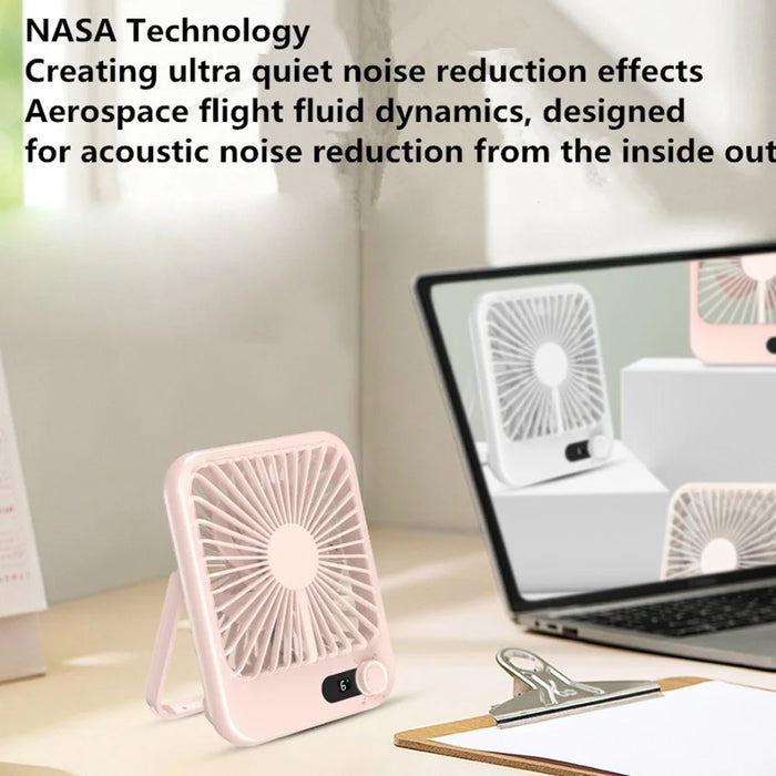 101 1-100 Gears Stepless Speed Silent Desk Fan with Triangular Support (CE / FCC Certified) - Beige - 3
