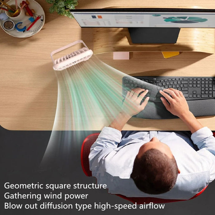 101 1-100 Gears Stepless Speed Silent Desk Fan with Triangular Support (CE / FCC Certified) - Beige - 4