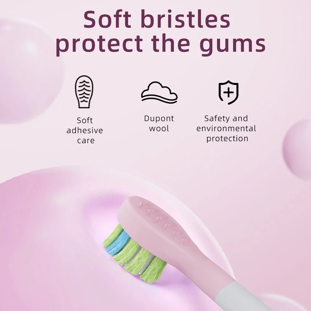 K5 Children Sonic Electric Toothbrush with 4 Replacement Brush Heads and 3 Modes - Pink - 3