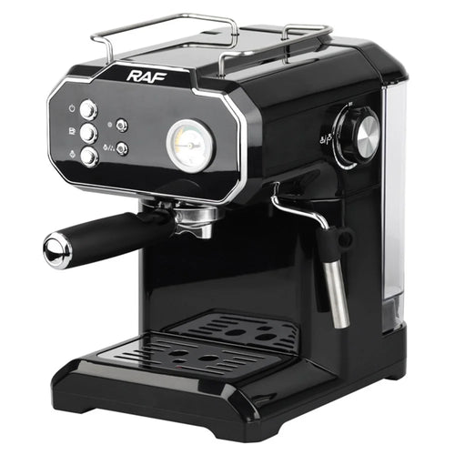 RAF R.104 EU Plug Espresso Machine Milk Frother Semi-Automatic Latte Coffee Maker (BPA-Free, No FDA) - Black - 1