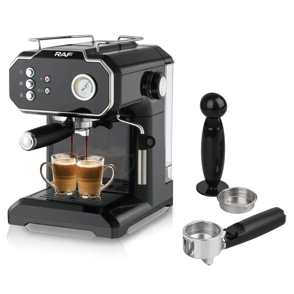 RAF R.104 EU Plug Espresso Machine Milk Frother Semi-Automatic Latte Coffee Maker (BPA-Free, No FDA) - Black - 2