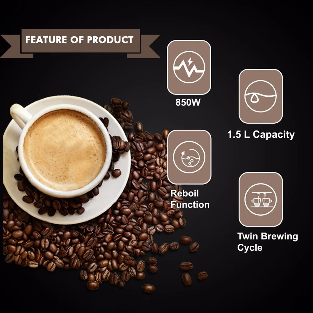 RAF R.104 EU Plug Espresso Machine Milk Frother Semi-Automatic Latte Coffee Maker (BPA-Free, No FDA) - Black - 4