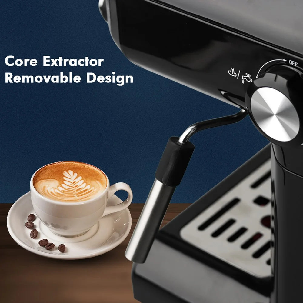 RAF R.104 EU Plug Espresso Machine Milk Frother Semi-Automatic Latte Coffee Maker (BPA-Free, No FDA) - Black - 5