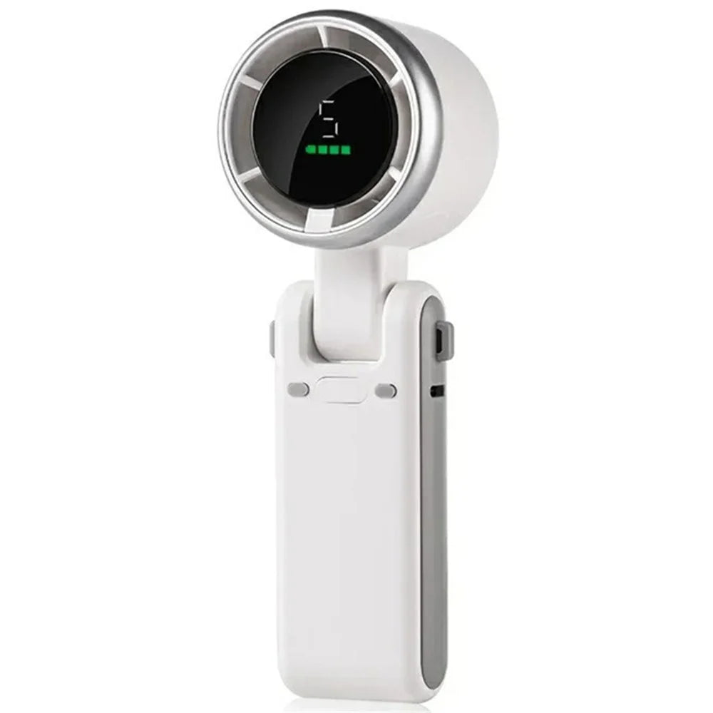 N607 Portable Rechargeable Cooling Fan 5 Wind Speeds Summer Turbine Handheld Fan - White - 1