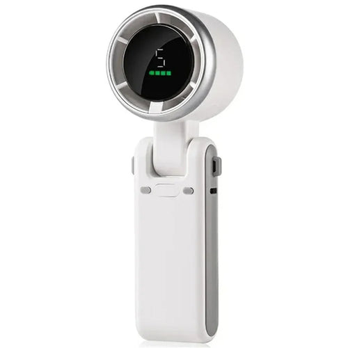 N607 Portable Rechargeable Cooling Fan 5 Wind Speeds Summer Turbine Handheld Fan - White - 1