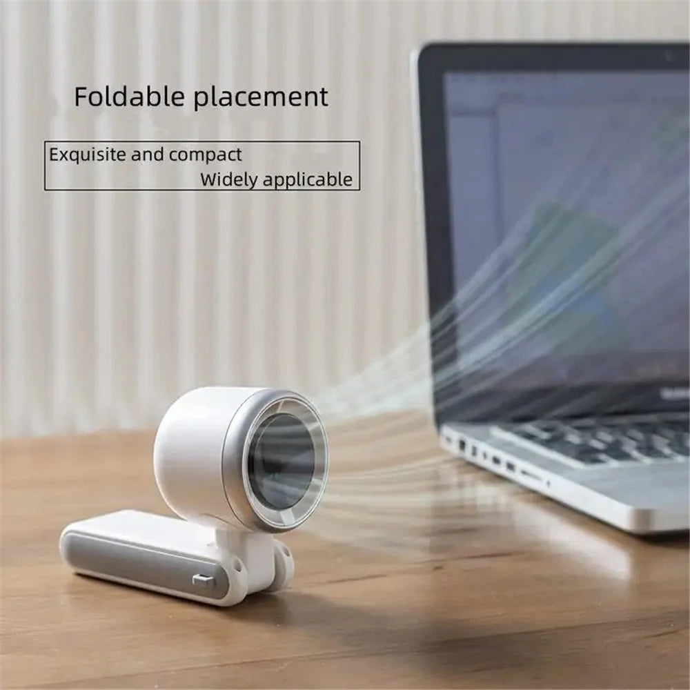 N607 Portable Rechargeable Cooling Fan 5 Wind Speeds Summer Turbine Handheld Fan - White - 5