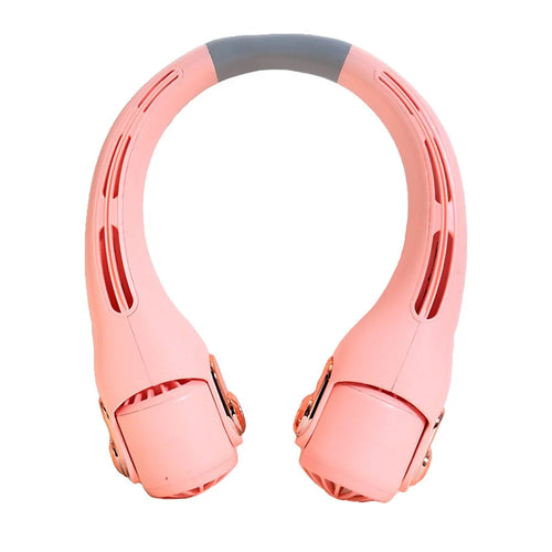 LP879 Portable Neck Fan USB Rechargeable 3 Speeds Adjustable Hands Free Cooling Fan for Outdoors - Pink - 1