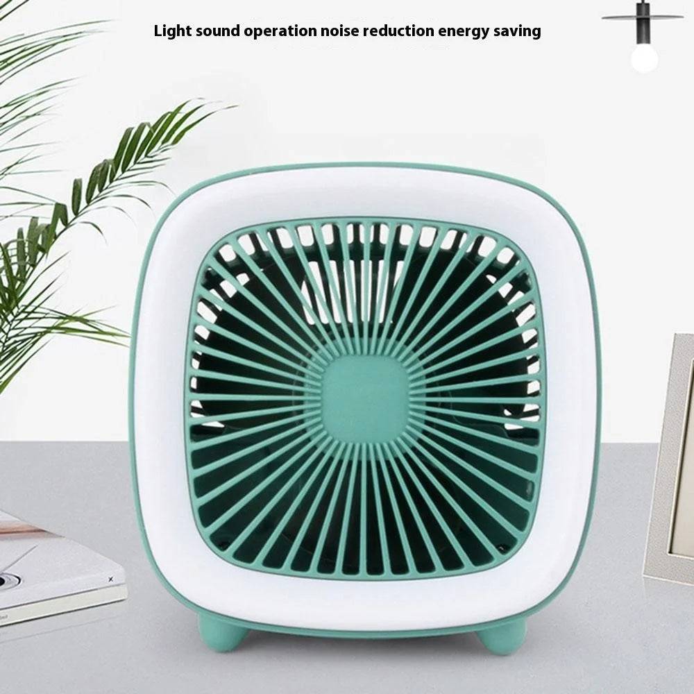 FC-6352 3 Speeds Adjustable Mini Desktop Fan USB Rechargeable Summer Cooling Fan with LED Light - Yellow - 3