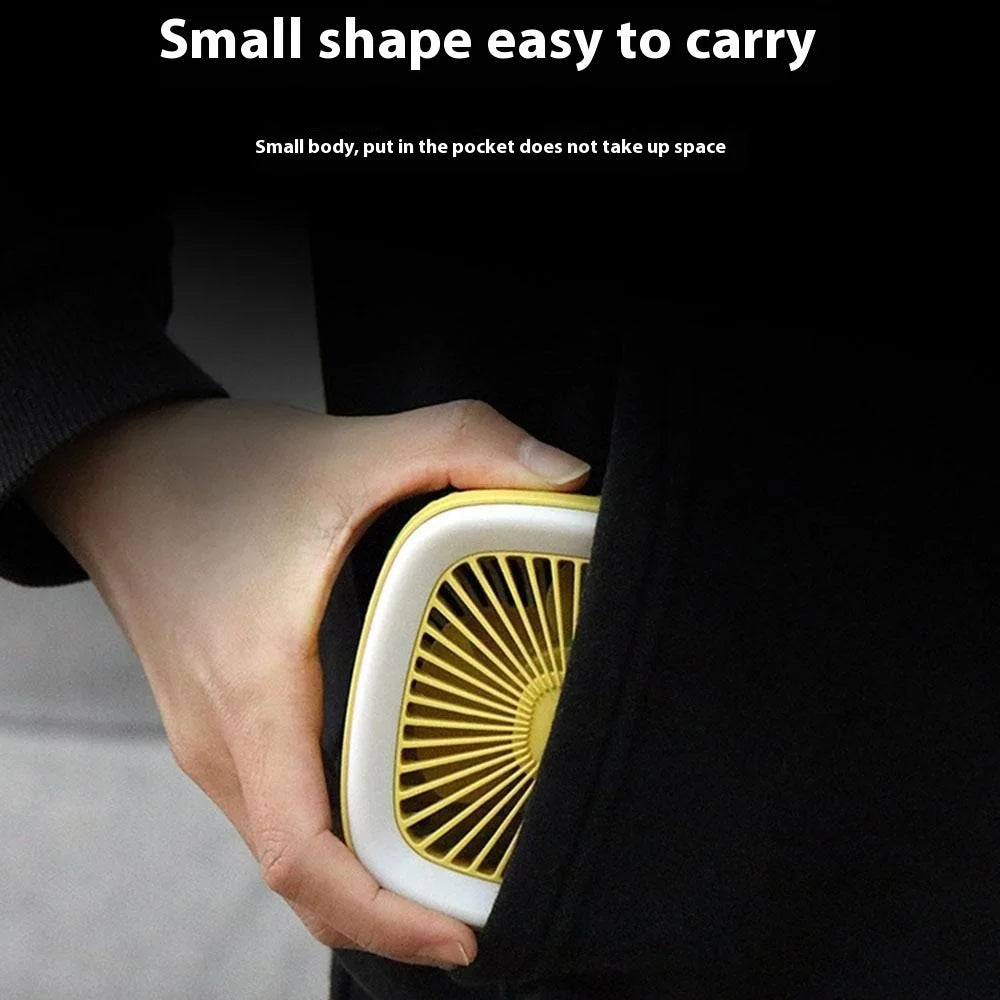 FC-6352 3 Speeds Adjustable Mini Desktop Fan USB Rechargeable Summer Cooling Fan with LED Light - Yellow - 5