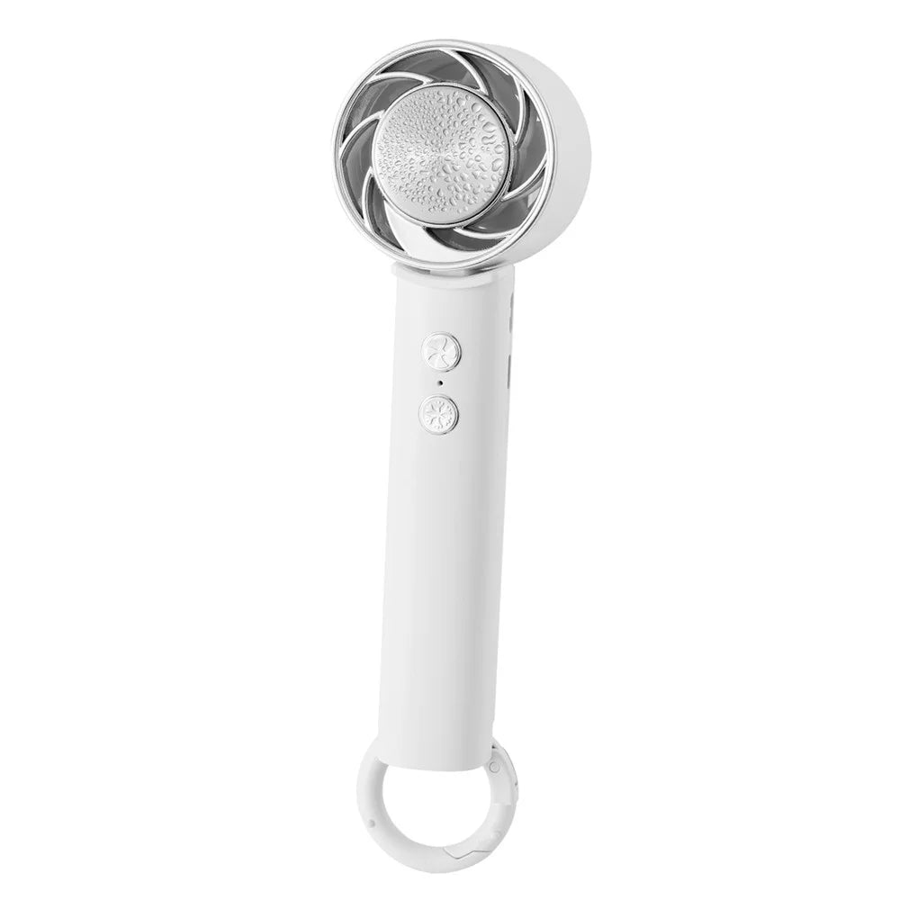 WT15 Portable Mini Cooling Fan Cold Compress Handheld Foldable Fan with Carabiner - White - 2