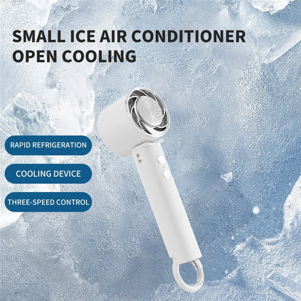 WT15 Portable Mini Cooling Fan Cold Compress Handheld Foldable Fan with Carabiner - White - 3
