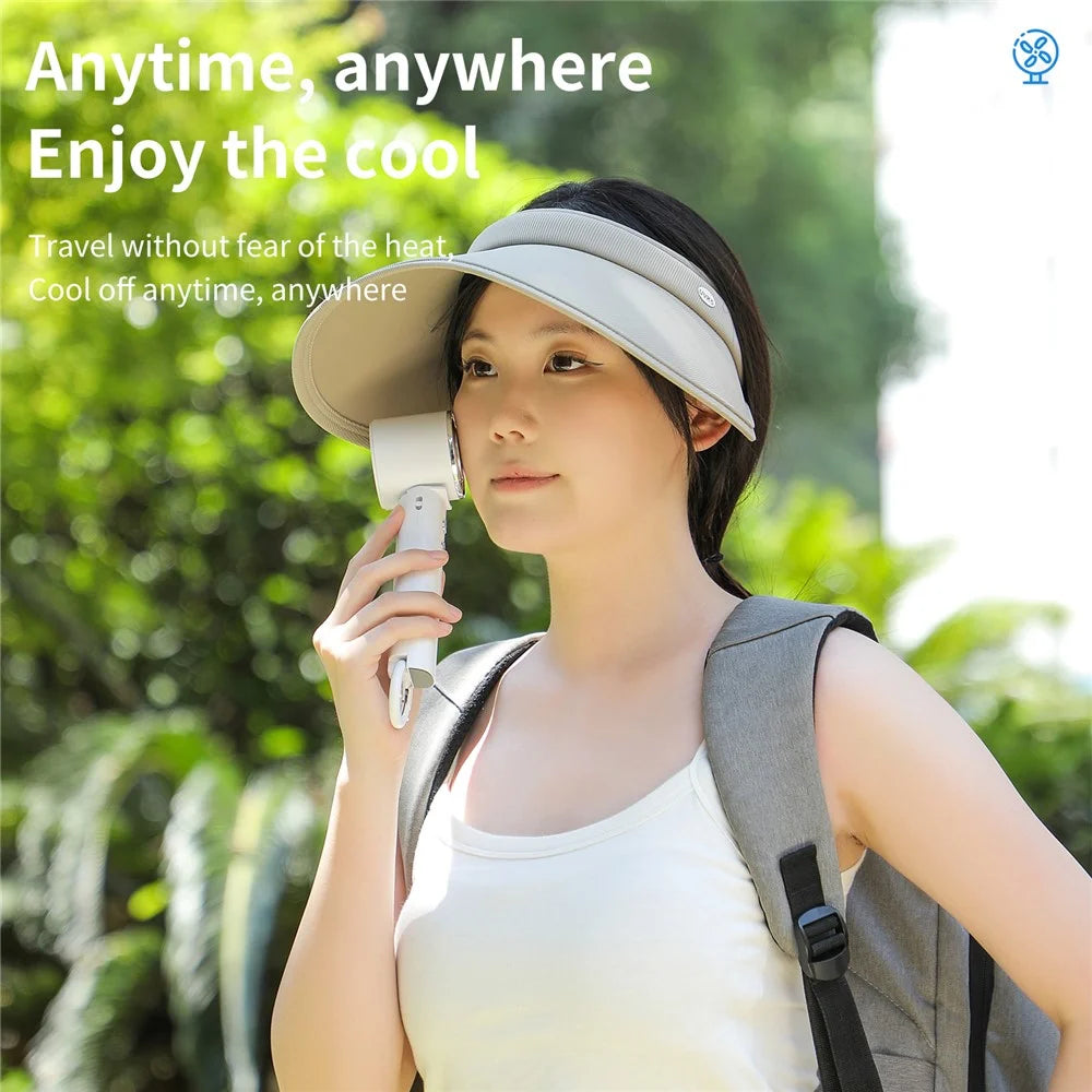 WT15 Portable Mini Cooling Fan Cold Compress Handheld Foldable Fan with Carabiner - White - 4