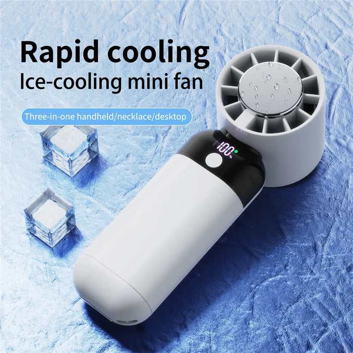 ZK03 Portable Cold Compress Cooling Fan 3 Speed Rechargeable Handheld Desktop Fan Cooler - White - 2