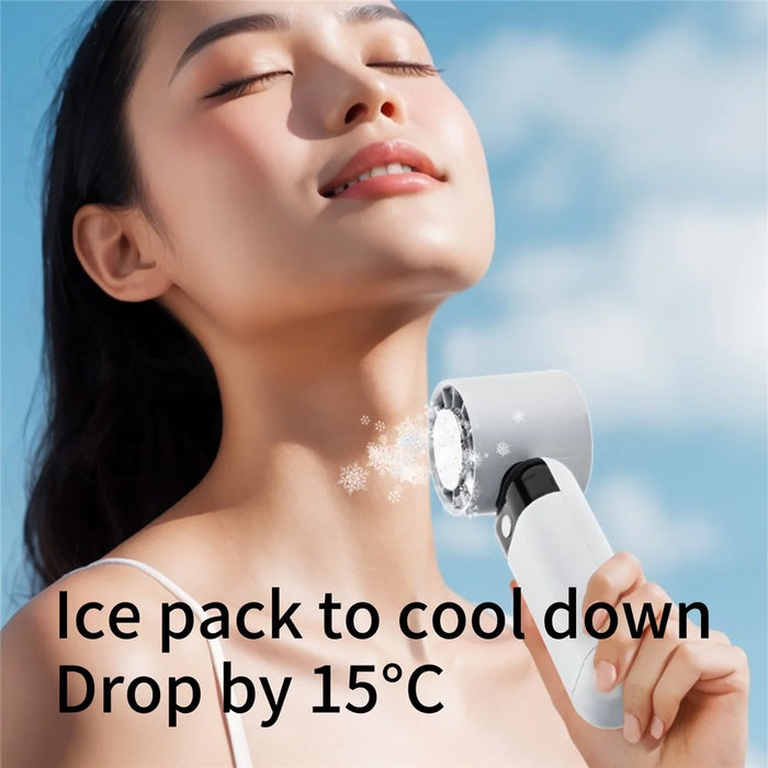 ZK03 Portable Cold Compress Cooling Fan 3 Speed Rechargeable Handheld Desktop Fan Cooler - White - 4