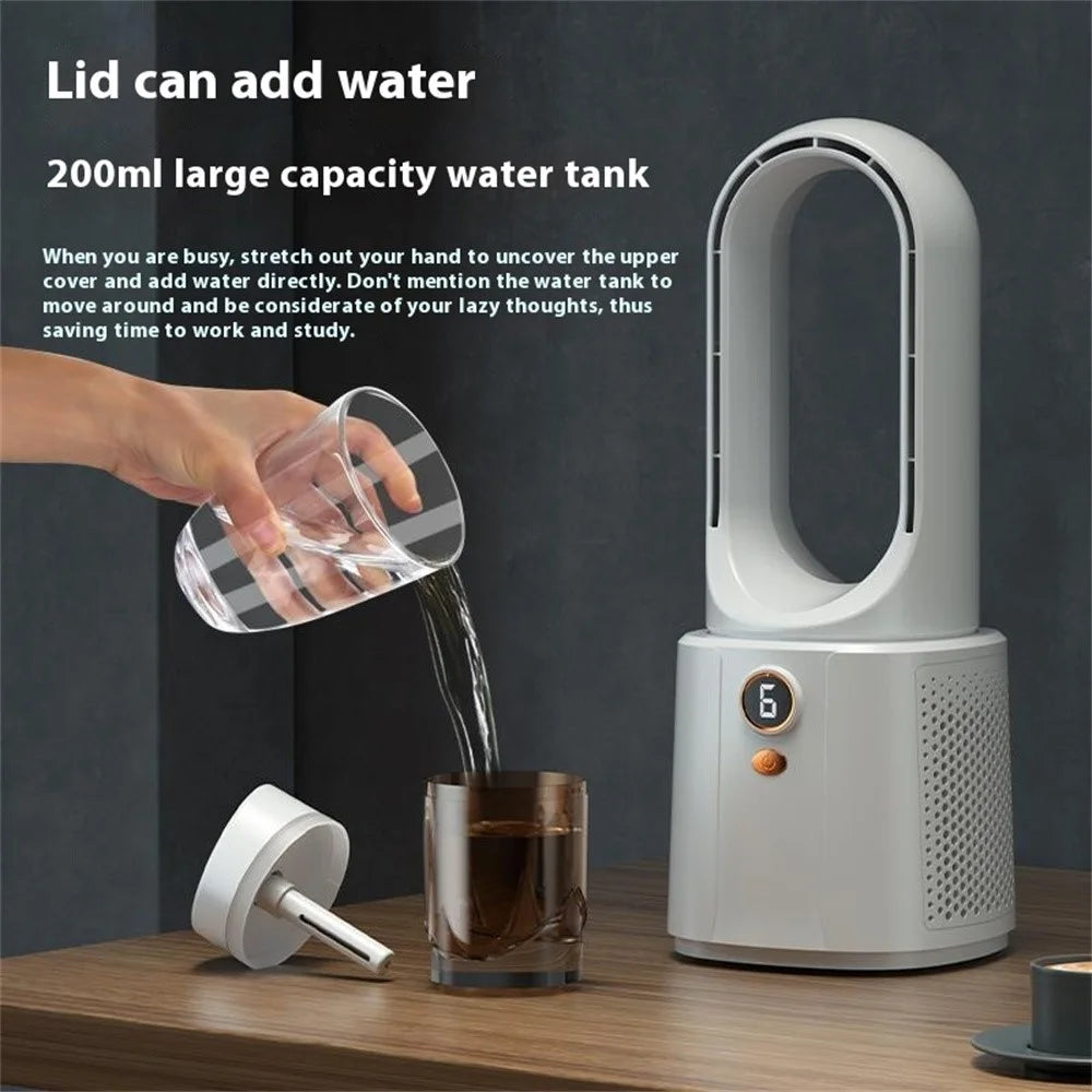 Bladeless Desktop Fan Misting Cooling Quiet Air Circulator Humidifier Fan Cooler with Night Light - 3
