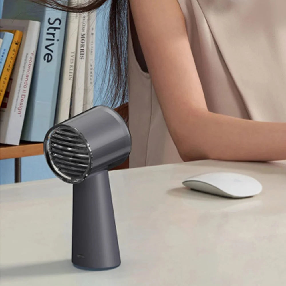 High Speed Digital Display Handheld Desktop Fan Mini Portable Turbo Fan - Dark Grey - 2