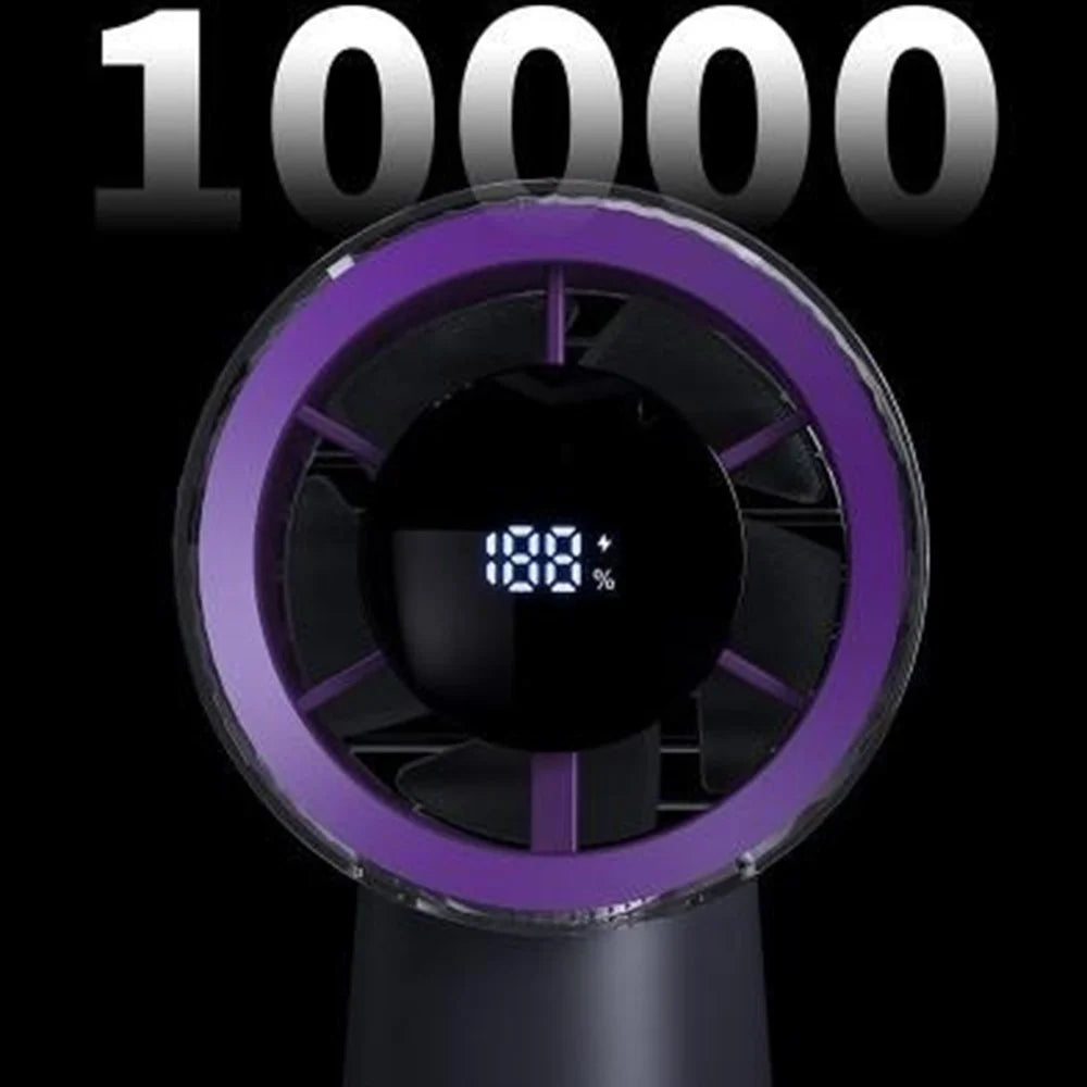 High Speed Digital Display Handheld Desktop Fan Mini Portable Turbo Fan - Dark Grey - 3