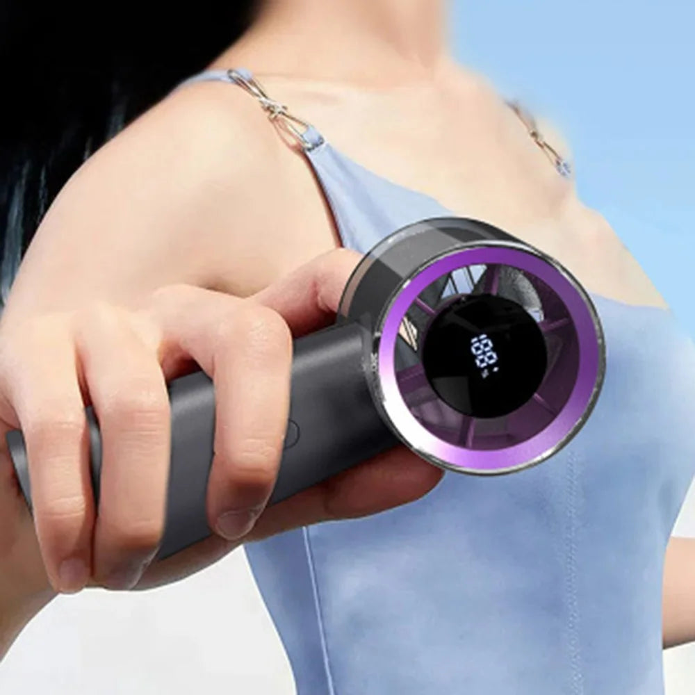 High Speed Digital Display Handheld Desktop Fan Mini Portable Turbo Fan - Dark Grey - 4
