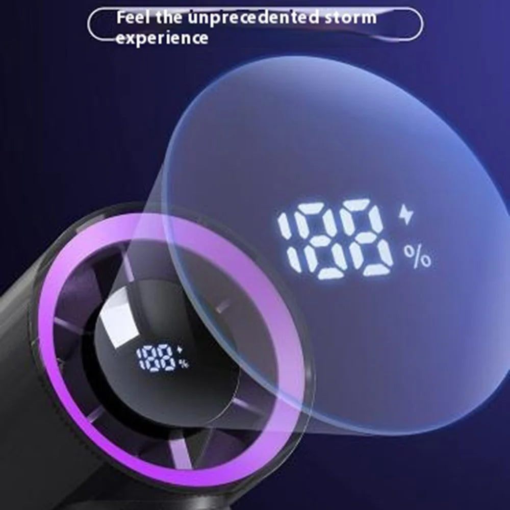 High Speed Digital Display Handheld Desktop Fan Mini Portable Turbo Fan - Dark Grey - 7