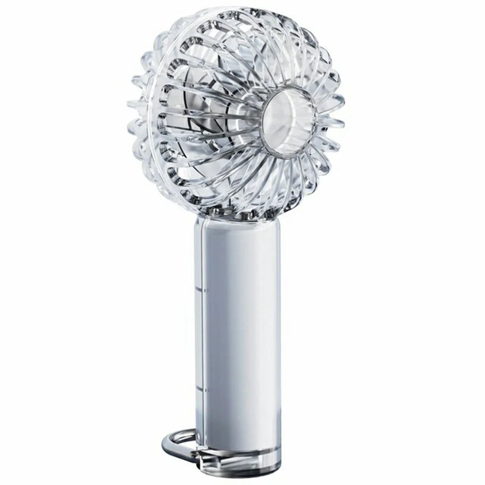 Y53 RGB Lighting Transparent Handheld Fan 3 Speeds Adjustable Portable Turbo Fan with Hook - White - 1