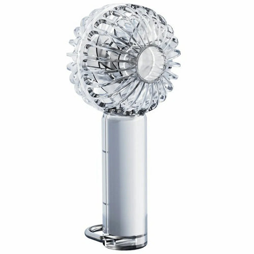 Y53 RGB Lighting Transparent Handheld Fan 3 Speeds Adjustable Portable Turbo Fan with Hook - White - 1