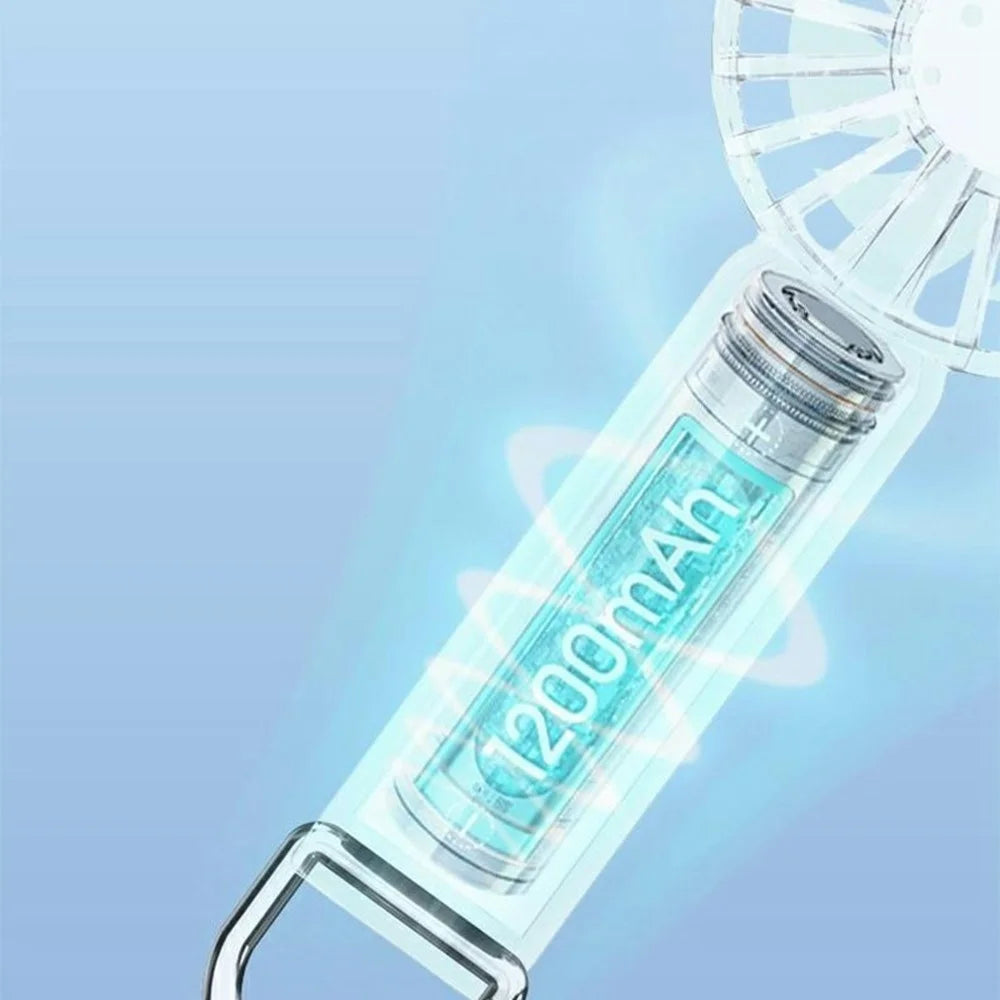 Y53 RGB Lighting Transparent Handheld Fan 3 Speeds Adjustable Portable Turbo Fan with Hook - White - 4