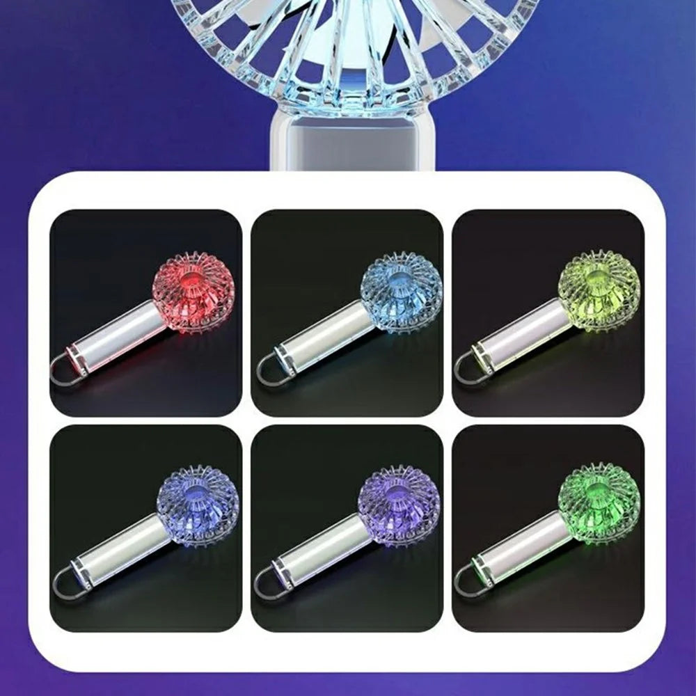 Y53 RGB Lighting Transparent Handheld Fan 3 Speeds Adjustable Portable Turbo Fan with Hook - White - 5