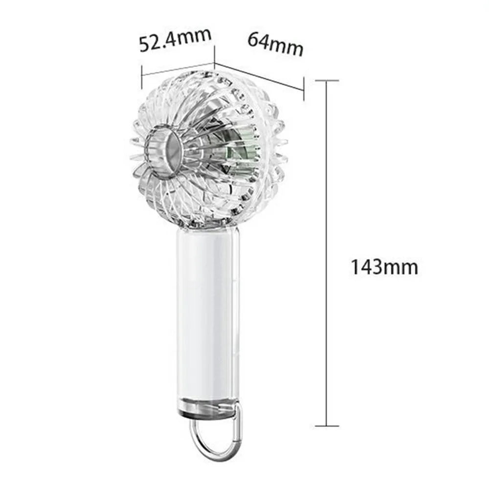 Y53 RGB Lighting Transparent Handheld Fan 3 Speeds Adjustable Portable Turbo Fan with Hook - White - 6
