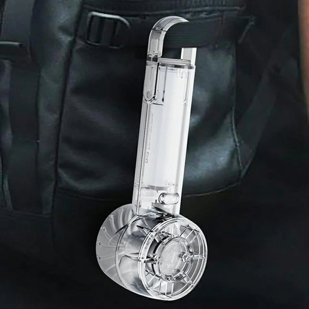 W20 3 Speeds Adjustable Summer Cooling Fan Transparent Portable Handheld Turbine Fan with Hook - Transparent White - 7