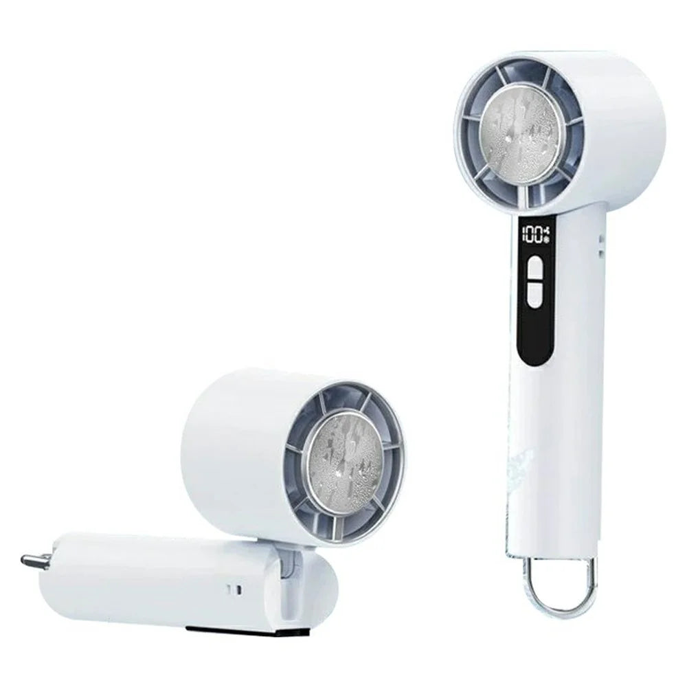 Y58 Semiconductor Ice Cooling Handheld Fan Digital Display Stepless Adjustable Foldable Turbo Fan - White - 1
