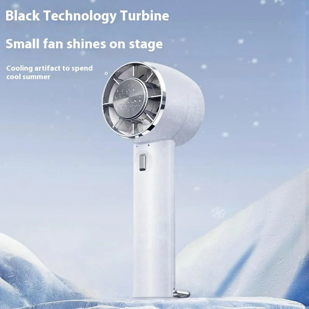 Y58 Semiconductor Ice Cooling Handheld Fan Digital Display Stepless Adjustable Foldable Turbo Fan - White - 4