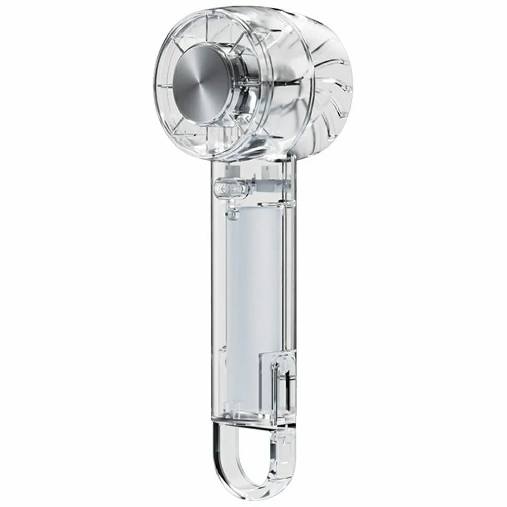 W21 Portable Handheld Fan 3 Speeds Transparent High Speed Turbo Fan with Cold Compress Function - Transparent White - 1