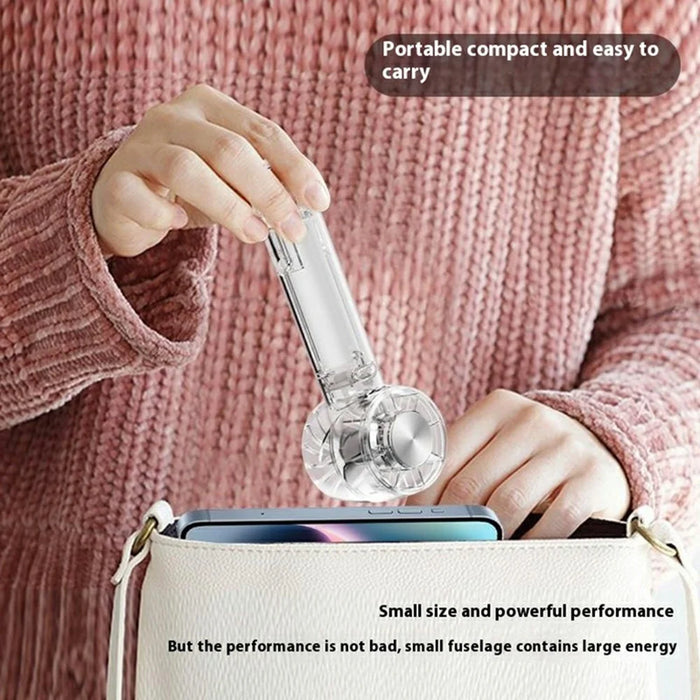 W21 Portable Handheld Fan 3 Speeds Transparent High Speed Turbo Fan with Cold Compress Function - Transparent White - 6