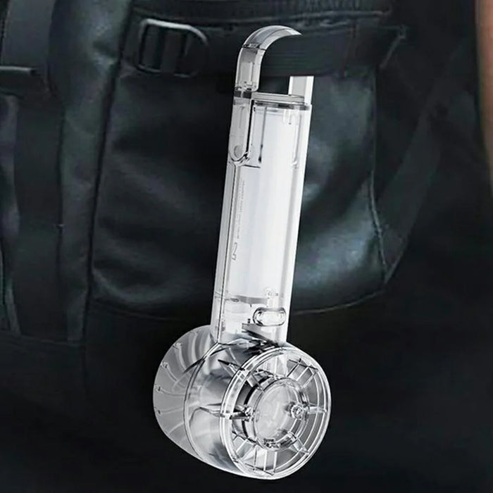 W21 Portable Handheld Fan 3 Speeds Transparent High Speed Turbo Fan with Cold Compress Function - Transparent White - 7