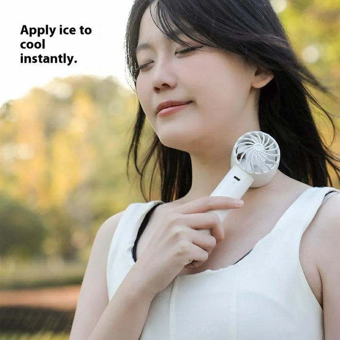 L05 3 Speeds Mini Handheld Fan Portable USB Rechargeable Cold Compress Desktop Fan for Outdoor - White - 5